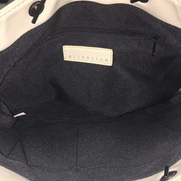 Attention purse cream faux leather open top small tote chain straps Minimalist - Picture 3 of 7